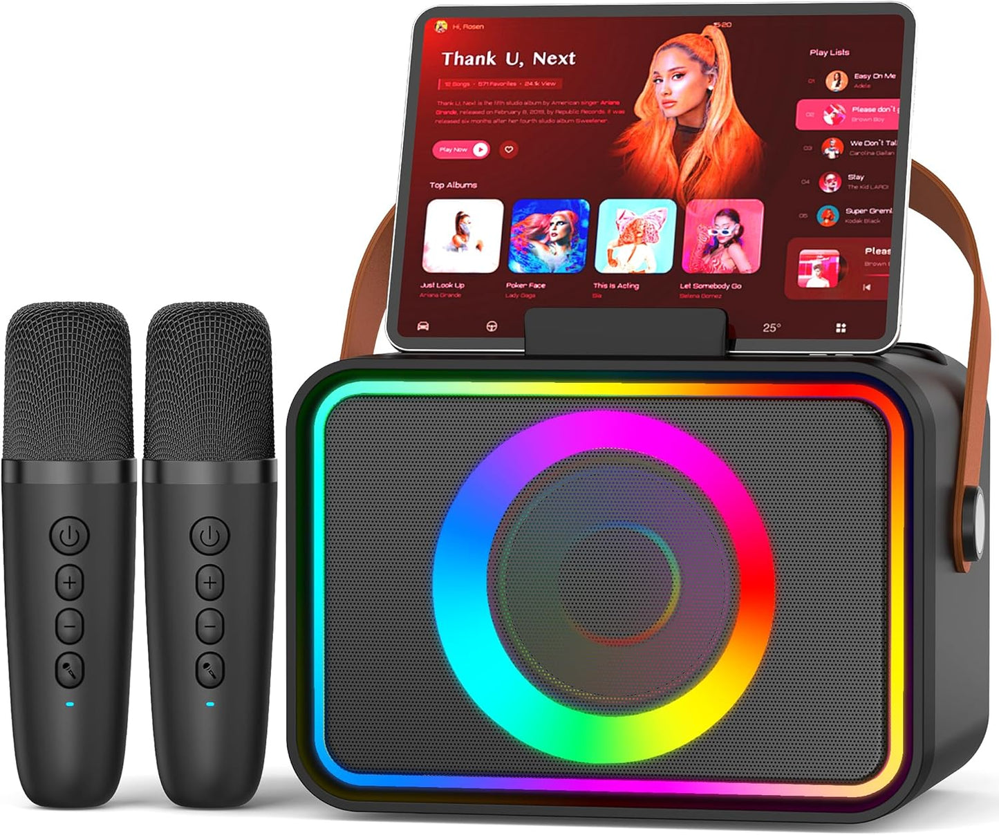 Karaoke para Adultos y niños, 2 micrófonos, portátil con Bluetooth.