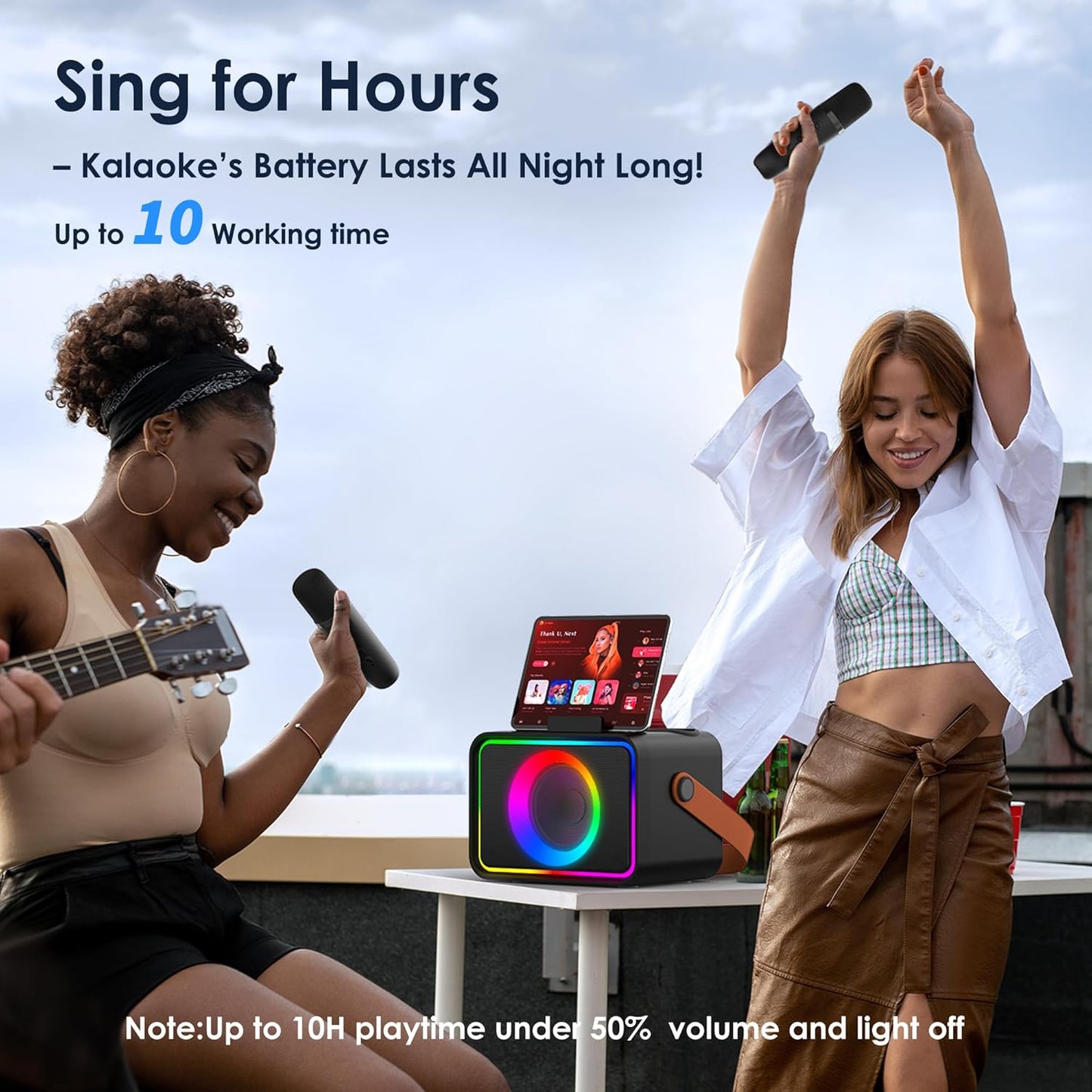 Karaoke para Adultos y niños, 2 micrófonos, portátil con Bluetooth.