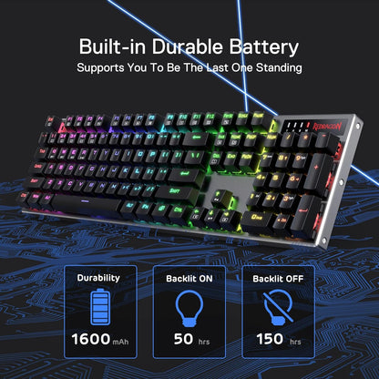 Teclado inalámbrico para juegos, RGB, Redragon, BT/2.4Ghz.