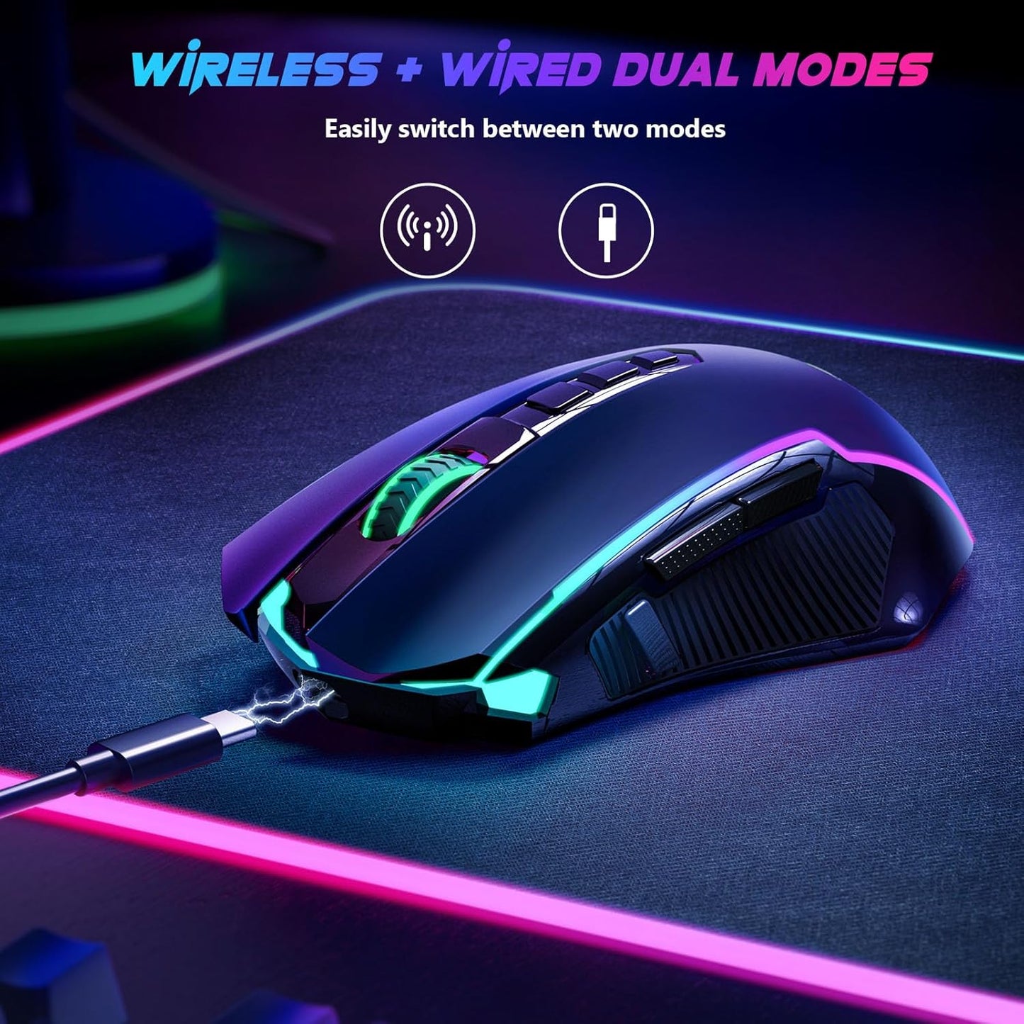 Mouse inalámbrico para juegos, con 8000 DPI, Redragon, RGB.