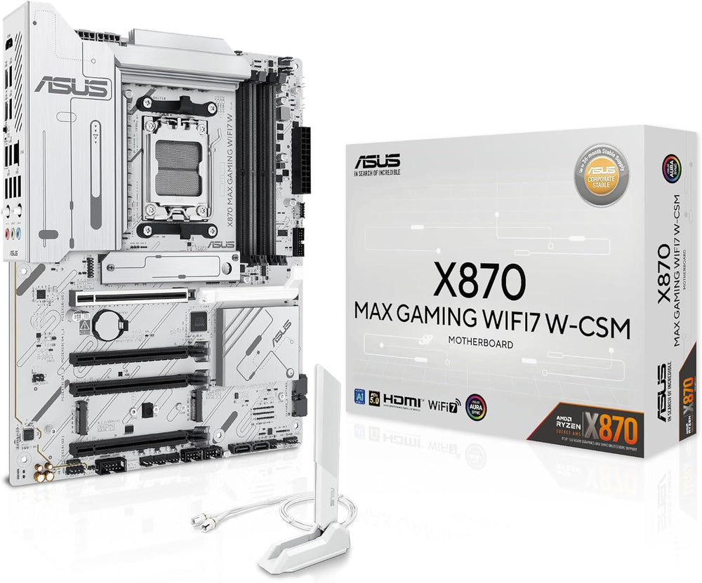 Tarjeta madre ASUS X870 Max Gaming, WiFi7 W, LAN de 2.5Gb.