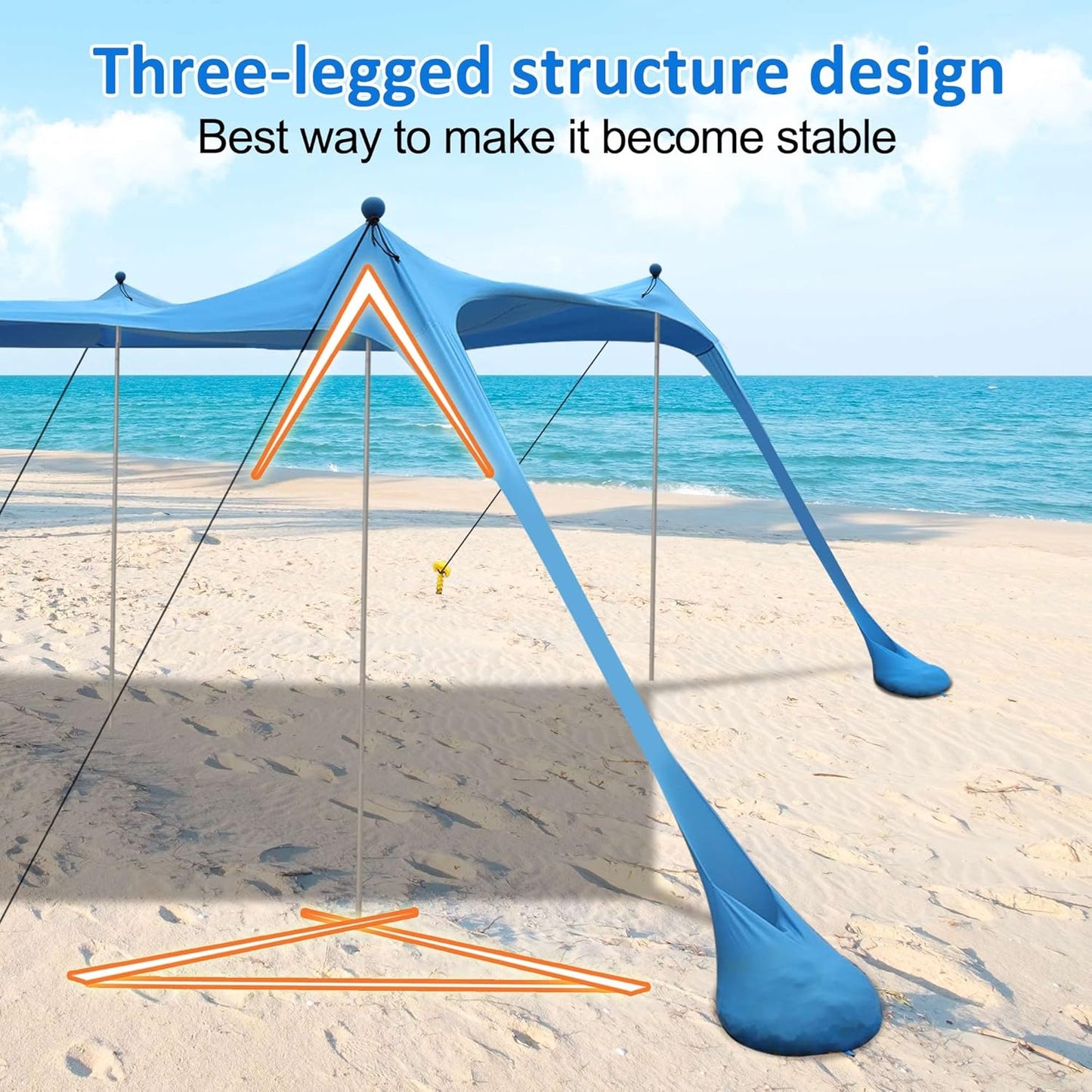 Tienda de campaña de playa con manta, 11 X 11 FT, protección UV50+.