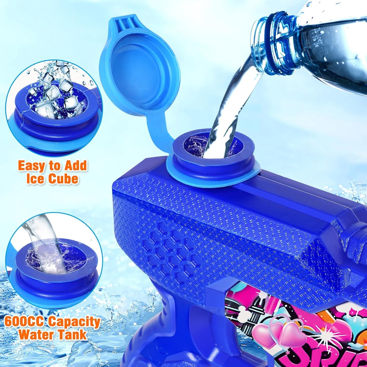 4 Pistolas de agua para adultos y niños 600 cc 32ft