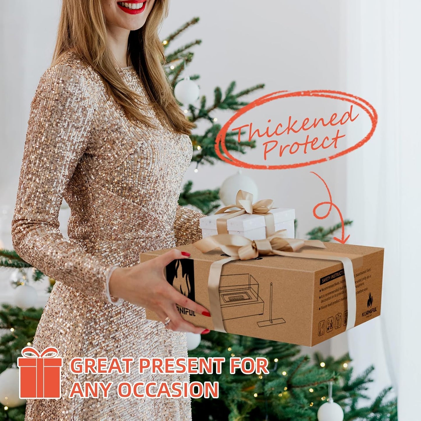 Chimenea de mesa, pequeña de acero inoxidable, Korniful.