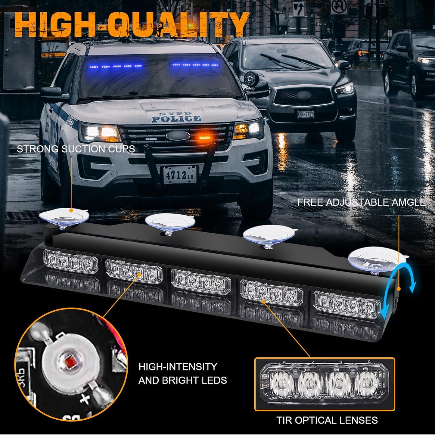 Barras de luces de emergencia, azules, 17", 2pcs. estroboscópicas.