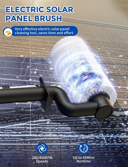 Kit de cepillo de limpieza de paneles solares eléctrico, (USADO)