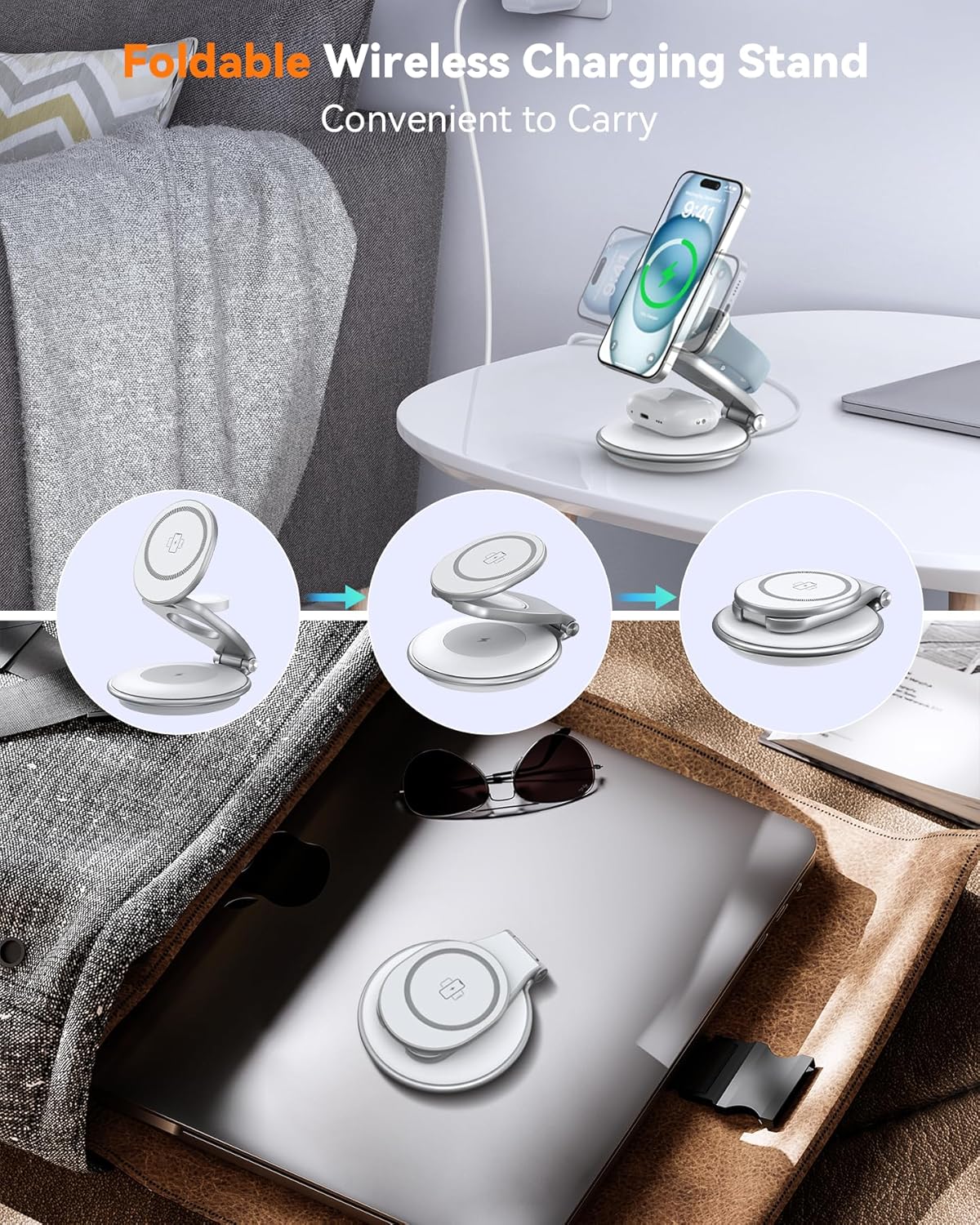 Estación de carga para múltiples dispositivos Apple, 360 rot.