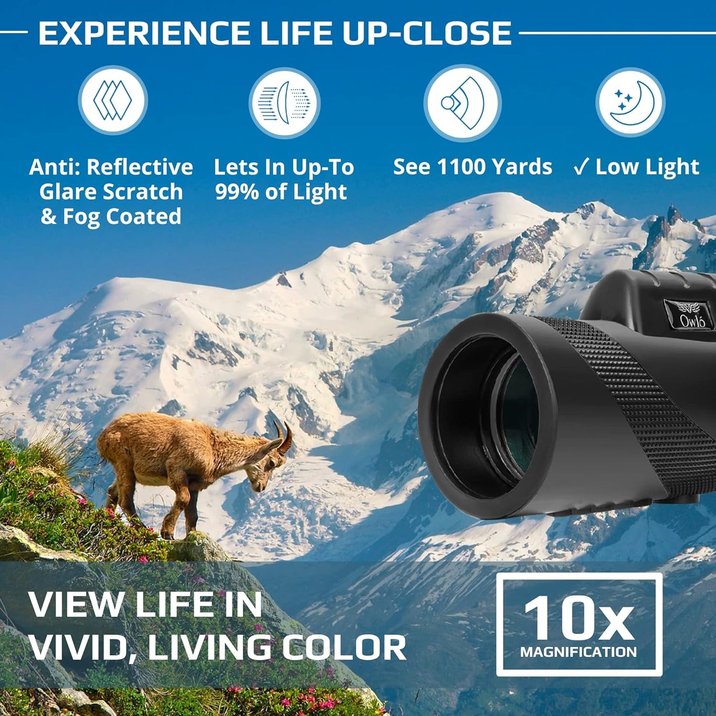 Owló Kit monocular para Smartphone. Potencia HD 10x42