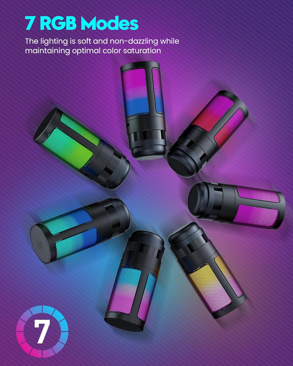 QIUOIO Micrófono para videojuegos con brazo, RGB (DETALLE).