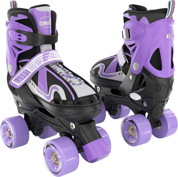 Patines de Cuatro Ruedas Para Niños y Niñas, Tamaño Ajustable 10J a 6.