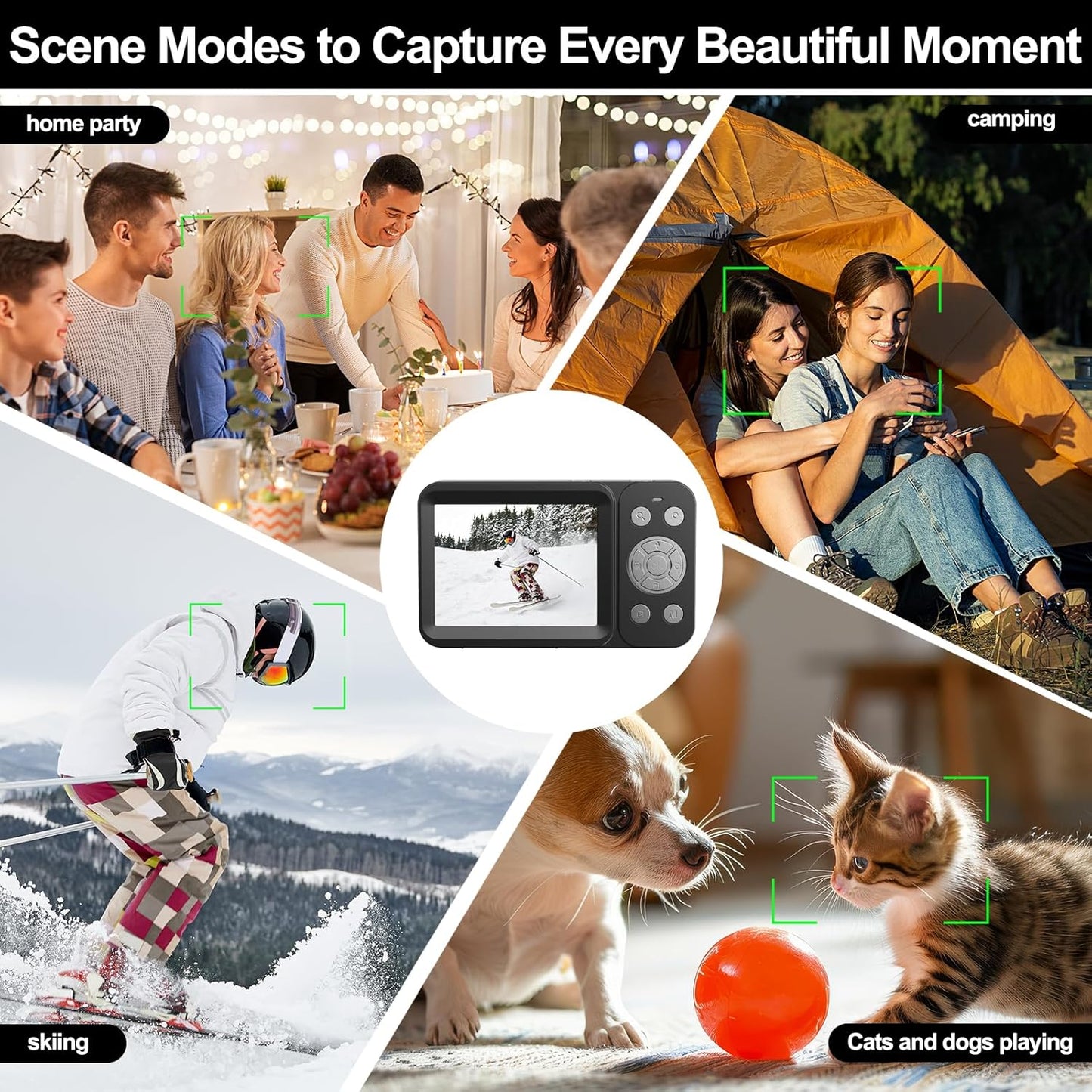 Cámara digital de doble pantalla 5K, 80 MP, para vlog y apps.