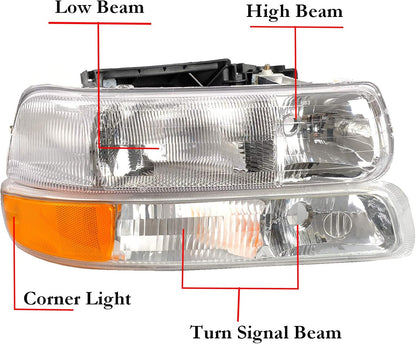 Faros transparentes cromadas para Silverado 00-06 Tahoe Suburban 1500 2500/99-02