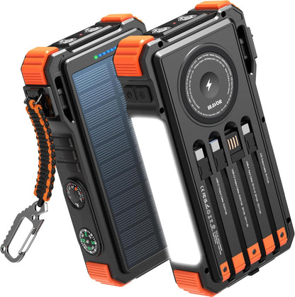 Cargador Solar Blavor PN-W39, 20000mAh con cables,  para iPad, Samsung, Apple