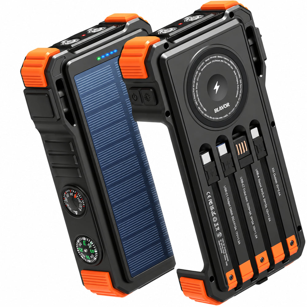 Cargador Solar Blavor PN-W39, con cables, para Samsung, Apple (USADO)