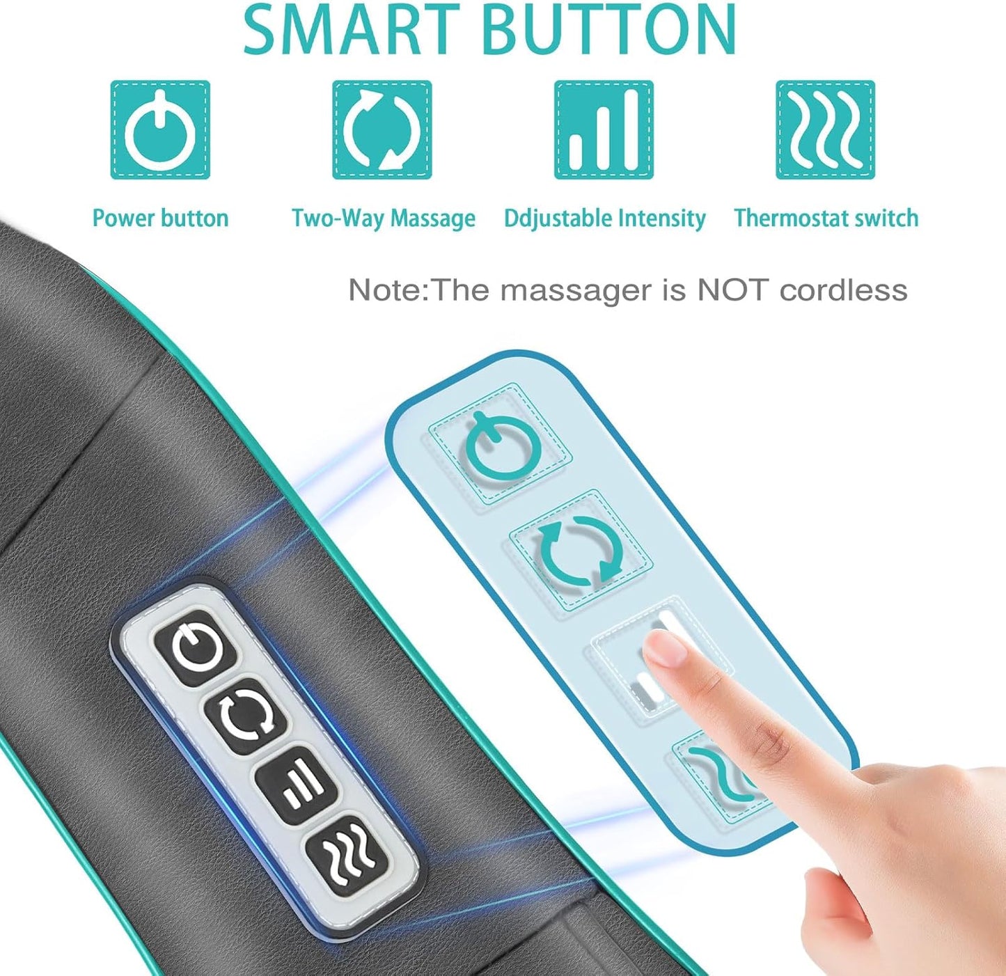 Masajeador de cuello y espalda Shiatsu, amasamiento profundo.