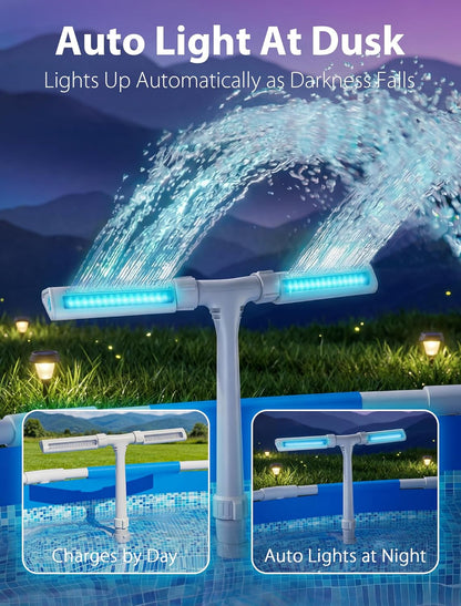Fuente solar para piscina Kompoll, con luces de 10 colores (USADO)