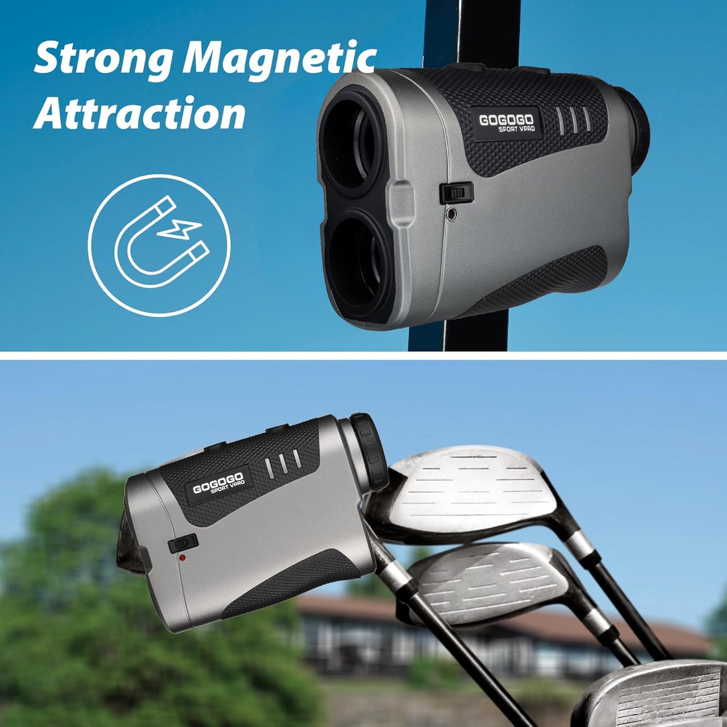 Telémetro de golf con interruptor, Gogogo, aumento 7X.