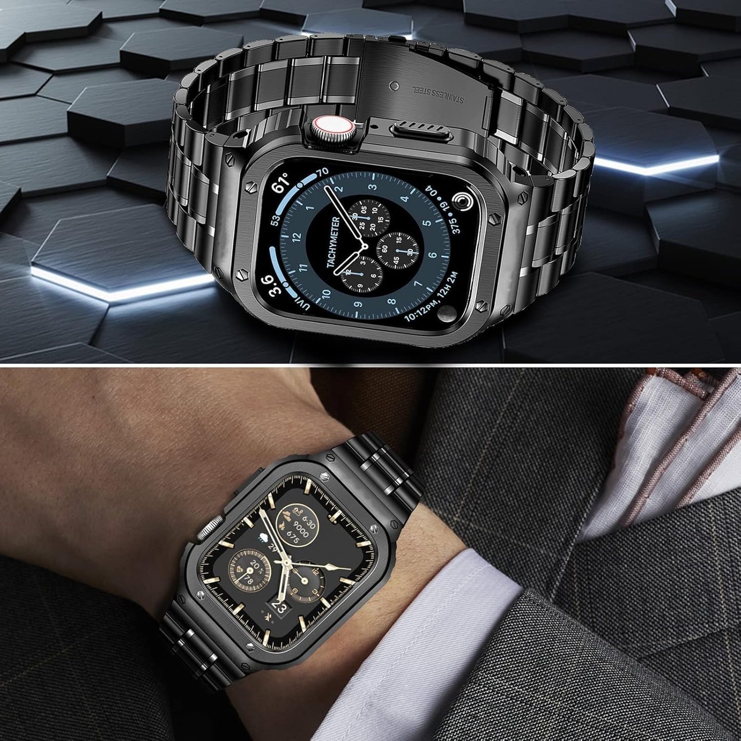 Correa de reloj, acero inoxidable, compatible con Apple Watch.