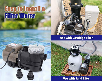 Bomba Para Piscina CIPU 2700GPH 0.35HP Con Temporizador 115V