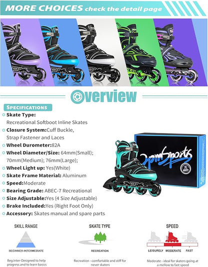 Patines En Línea Ajustables Niños Con Luces LED 2PM Sports