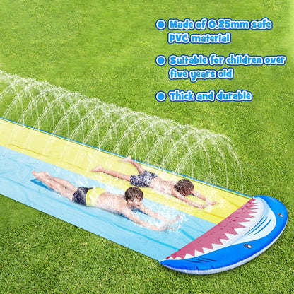Tobogán acuático inflable de 16 ft con 2 carriles y tablas de cuerpo.