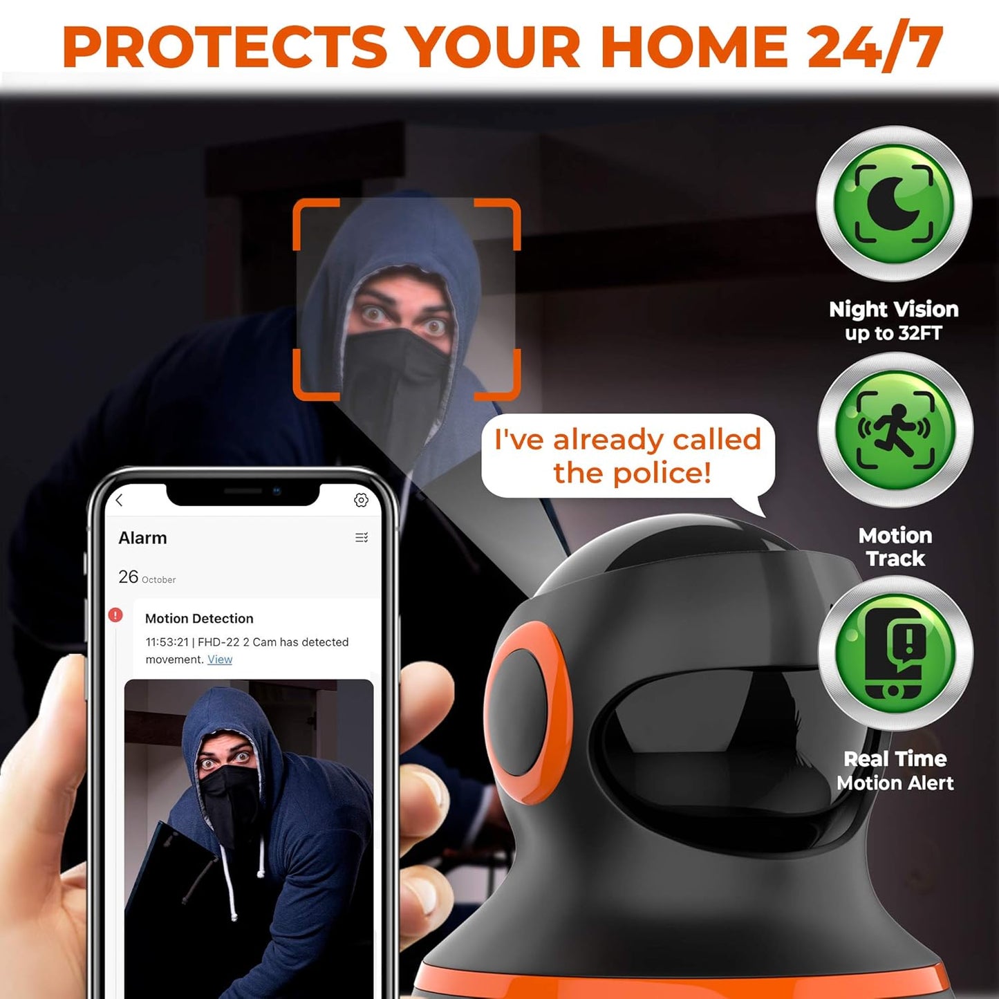 Morvelli FHD22 WiFi Cámara de Seguridad para el hogar 2.4 GHz.