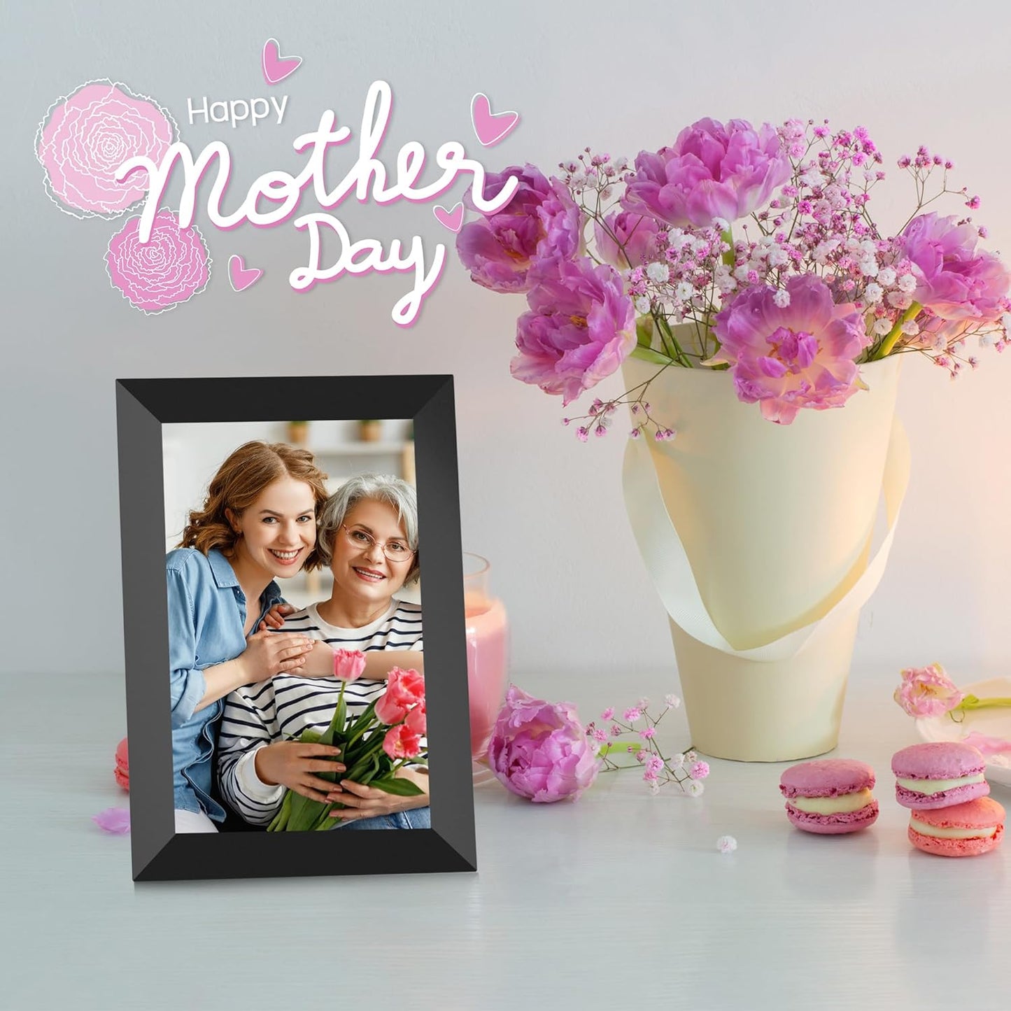 Marco de fotos digital WiFi de 10.1 pulgadas, Pantalla tactil. Frameo