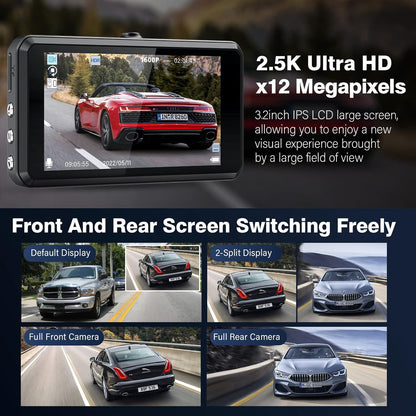 S7 2.5k Dash Cam Delantera Y Trasera, Tarjeta Sd De 64g.