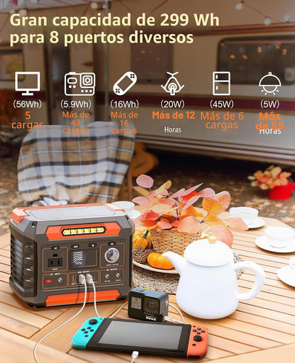 Estación De Energía Portátil 300W 288Wh Onda Sinusoidal