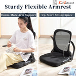 Silla de piso CoVibrant ergonómica plegable respaldo de malla, posabrazos