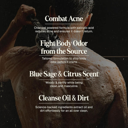 Cepillo vibrante para rostro y cuerpo con gel de ducha, Black Wolf.