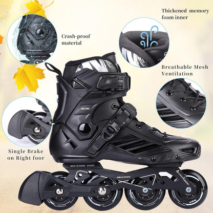 Patines en línea de alto rendimiento con forro lavable 8-8.5 E.U