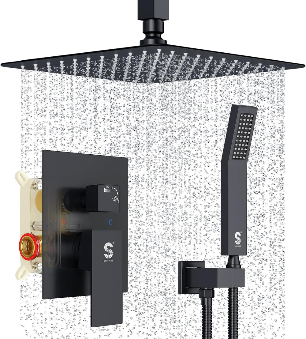 Sistema de ducha SR Sunrise 12", cabezal para techo y mezclador lluvia.