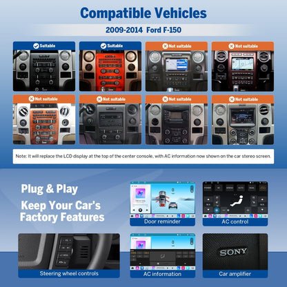 Estéreo Ford F150 9'' CarPlay Android Auto Eonon 6+64GB