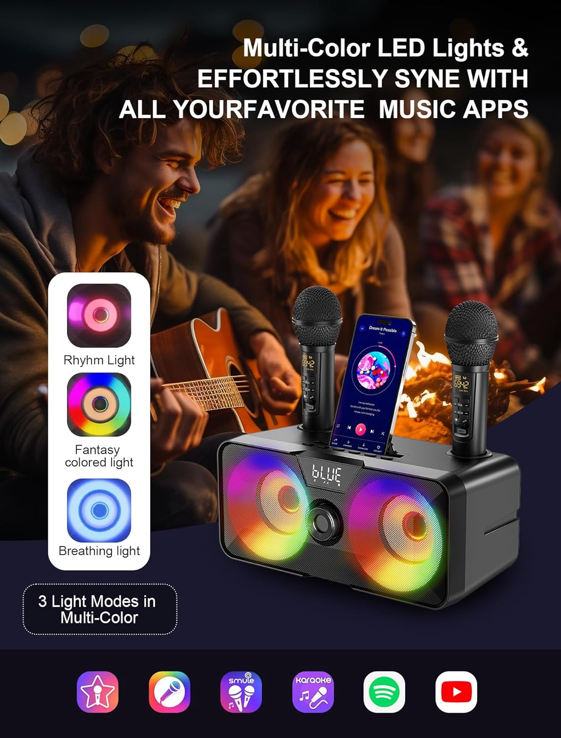 Máquina de karaoke para adultos y niños con 2 micrófonos, SINWE.