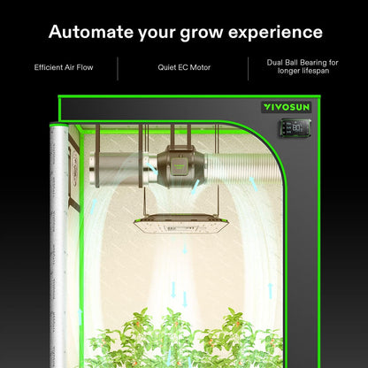 Ventilador para salas de cultivo controlador inteligente VIVOSUN 4" 134 CFM