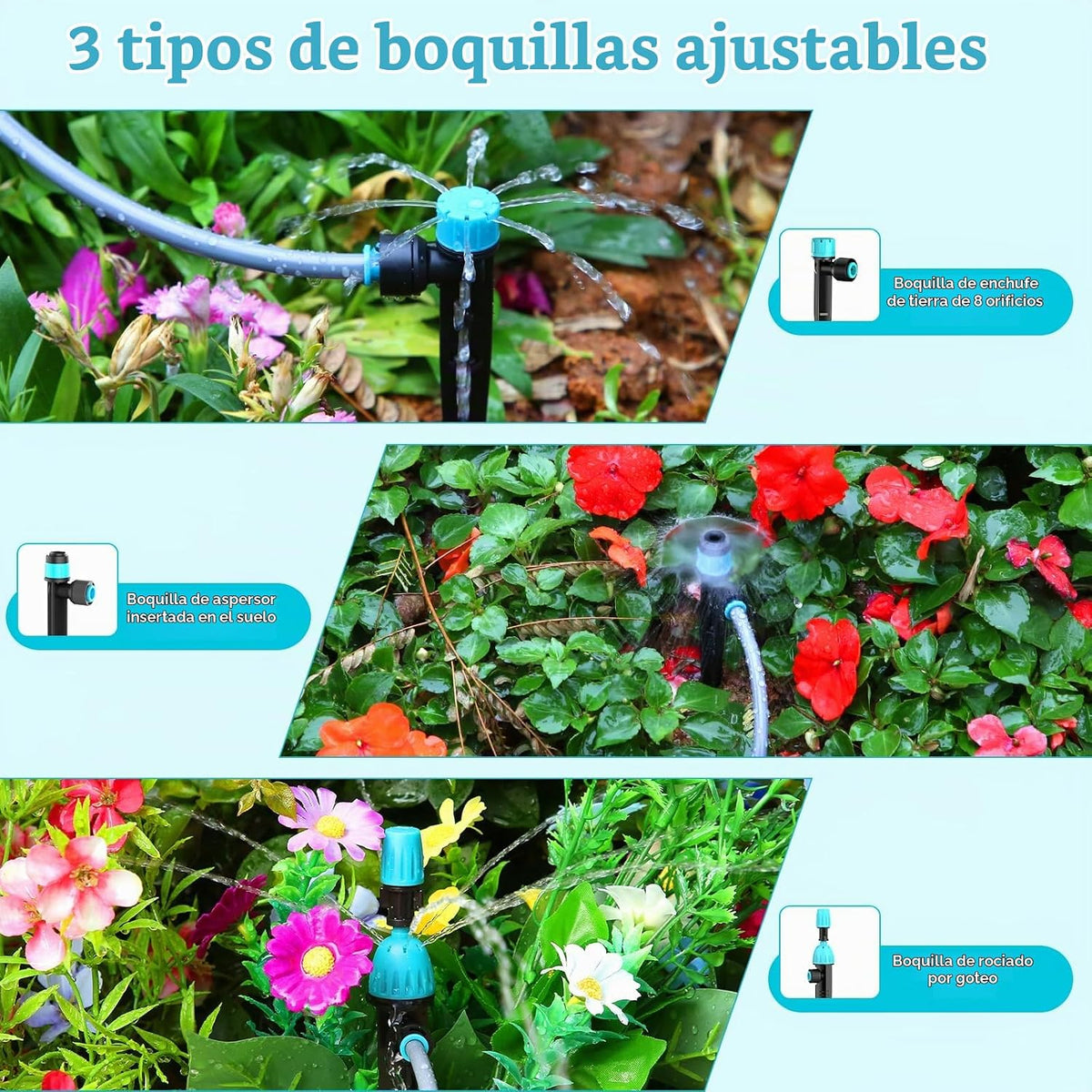 Kit de riego por goteo TRJZWA de 100 pies con temporizador y boquillas ajustables — vista 4