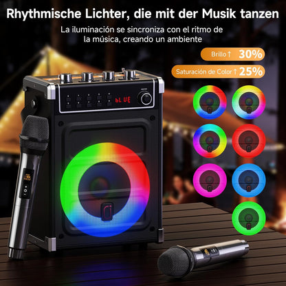 Altavoz Karaoke Bluetooth JYX-69BT con 2 Micrófonos Inalámbricos.