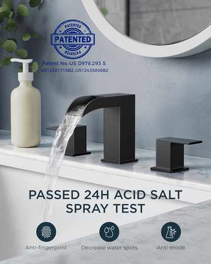Grifo Baño Cascada Elegante FORIOUS 8" Negro Mate