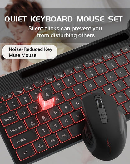 Combo De Mouse Inalámbrico Para Teclado Y Teclado Ergonómico Retroiluminado