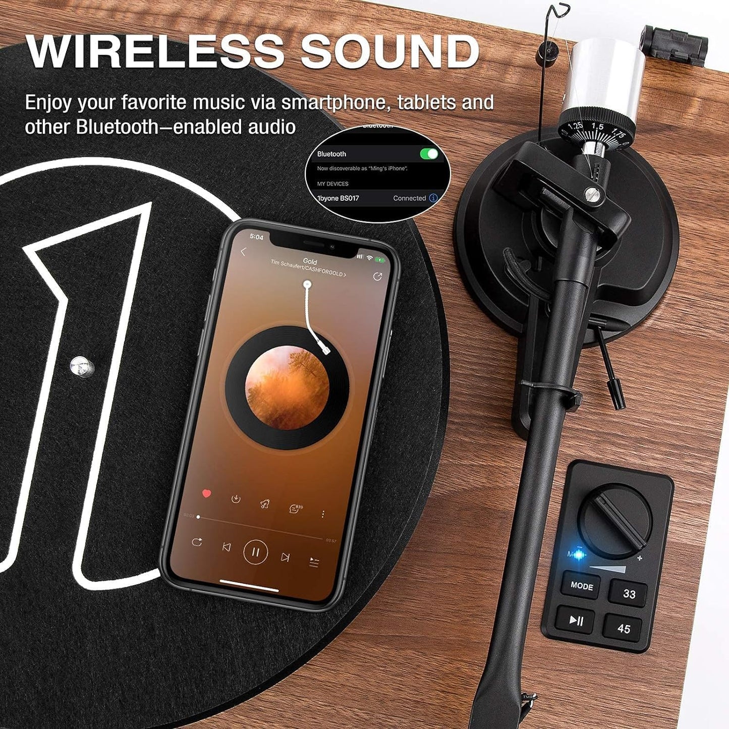 1 By One, Juego De Tocadiscos Bluetooth Con Altavoces Hi-fi
