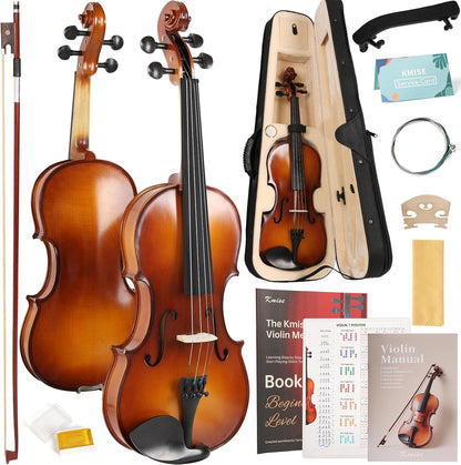 Juego de violín Kmise acústico 4/4, con estuche, colofonia y cuerdas.