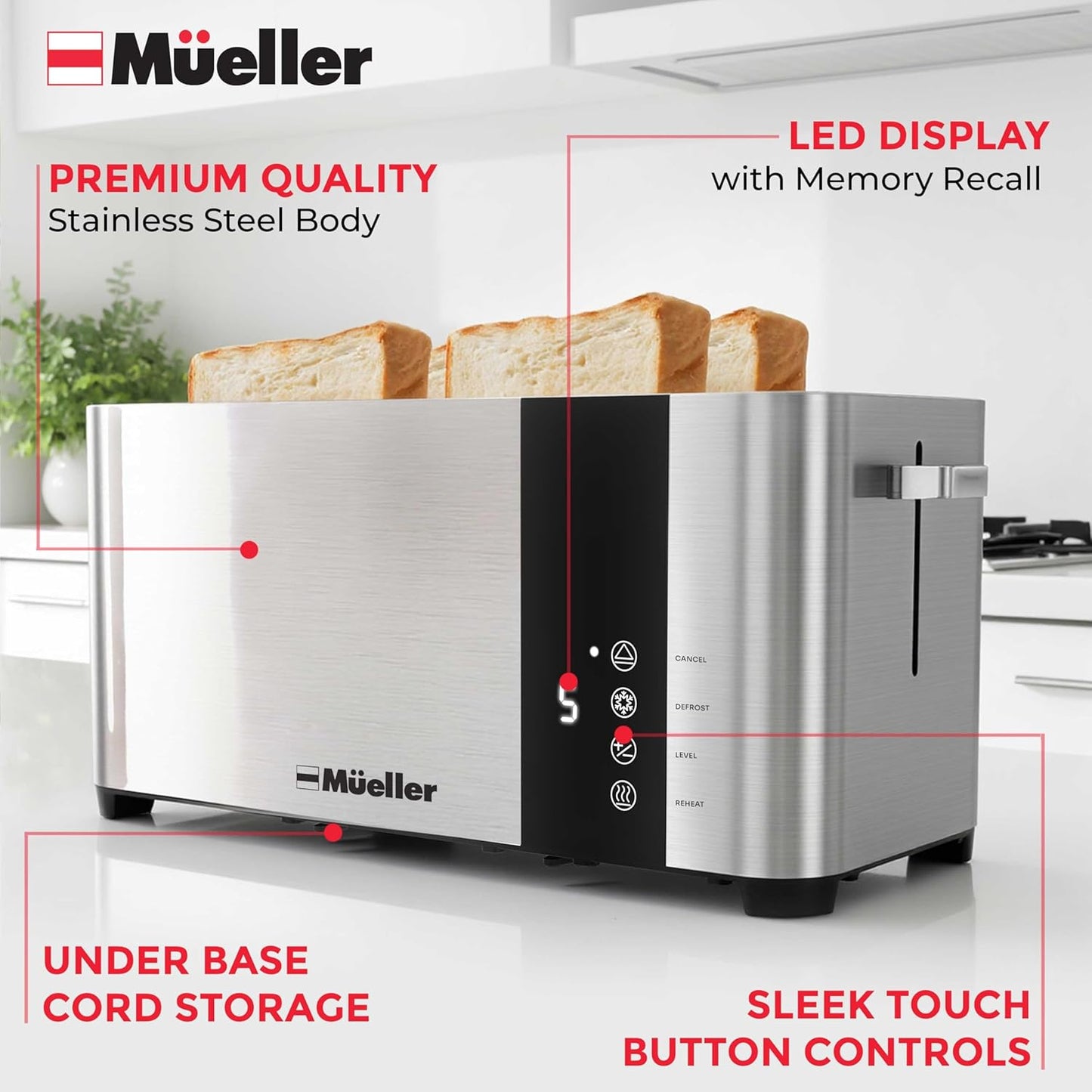 UltraToast - tostador completa de acero inoxidable. Mueller
