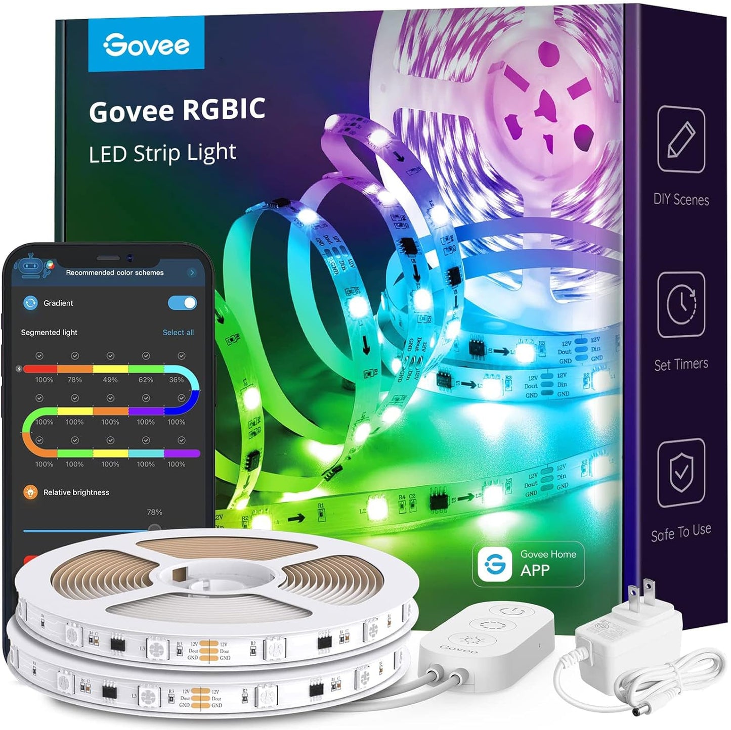 Govee - Tira de luces LED 10m (5m-2 rollos) RGBIC