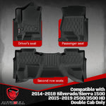 Tapetes compatibles con Chevy Silverado, Sierra 1500 DC 14-2018, TPE.