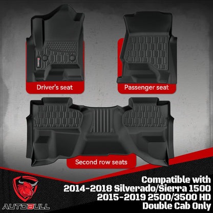 Tapetes compatibles con Chevy Silverado, Sierra 1500 DC 14-2018, TPE.