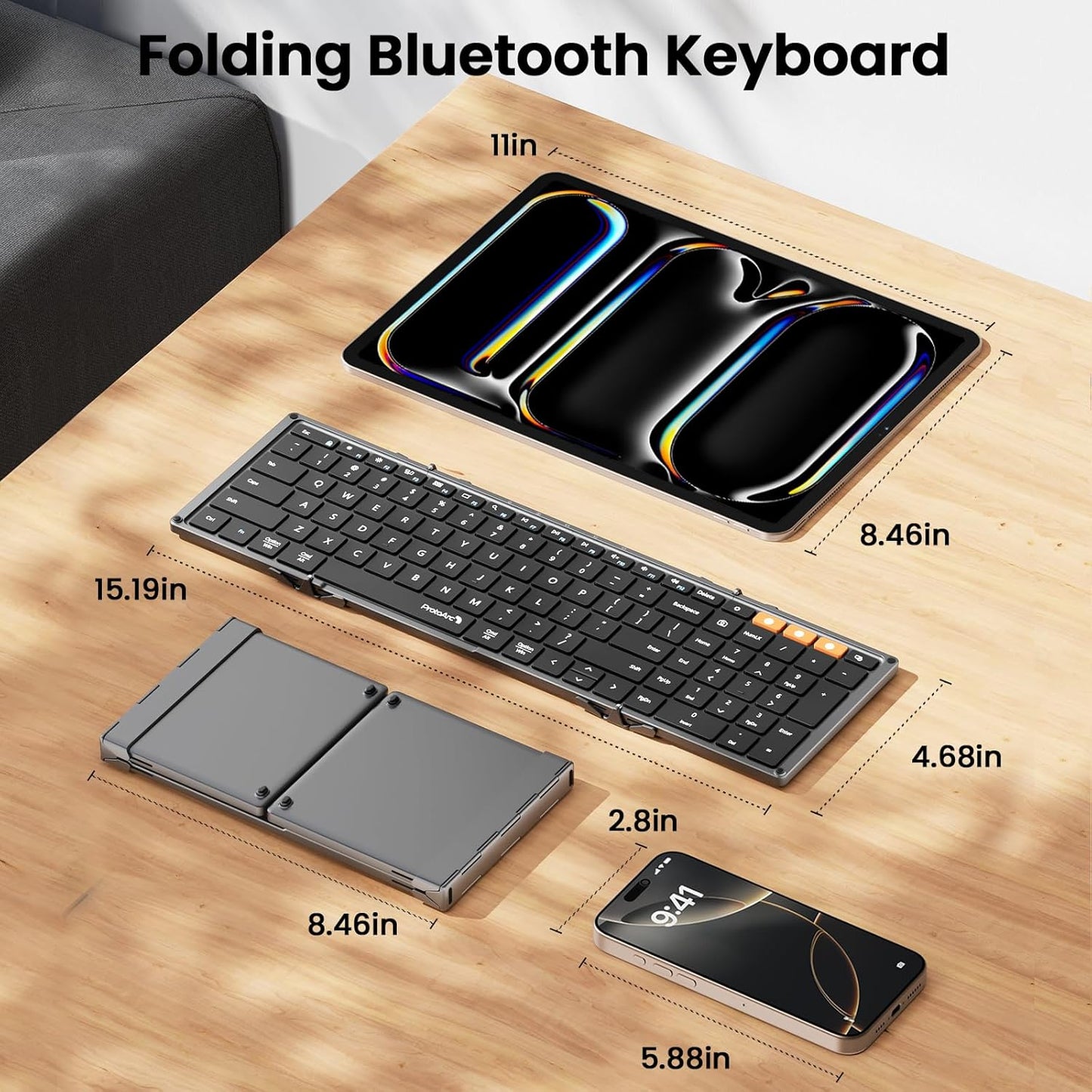 ProtoArc  - Teclado Bluetooth plegable, XK01.