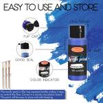 Set de pintura acrílica, 54 colores, 60 ml, con 12 pinceles, lienzo y madera.