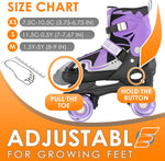Patines de Cuatro Ruedas Para Niños y Niñas, Tamaño Ajustable 10J a 6.