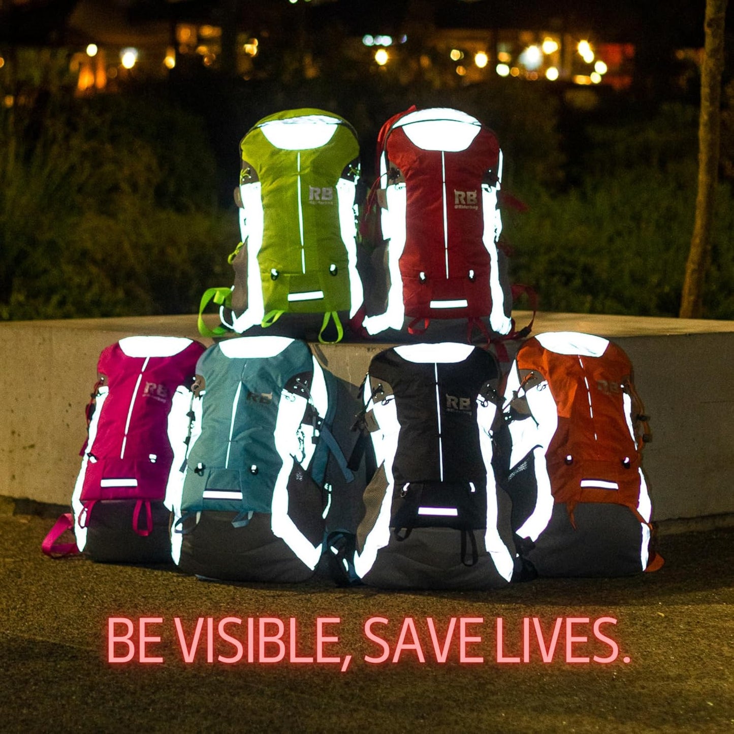 Mochila reflectante RIDERBAG.Alta visibilidad, viajeros, motocicleta, color roja.